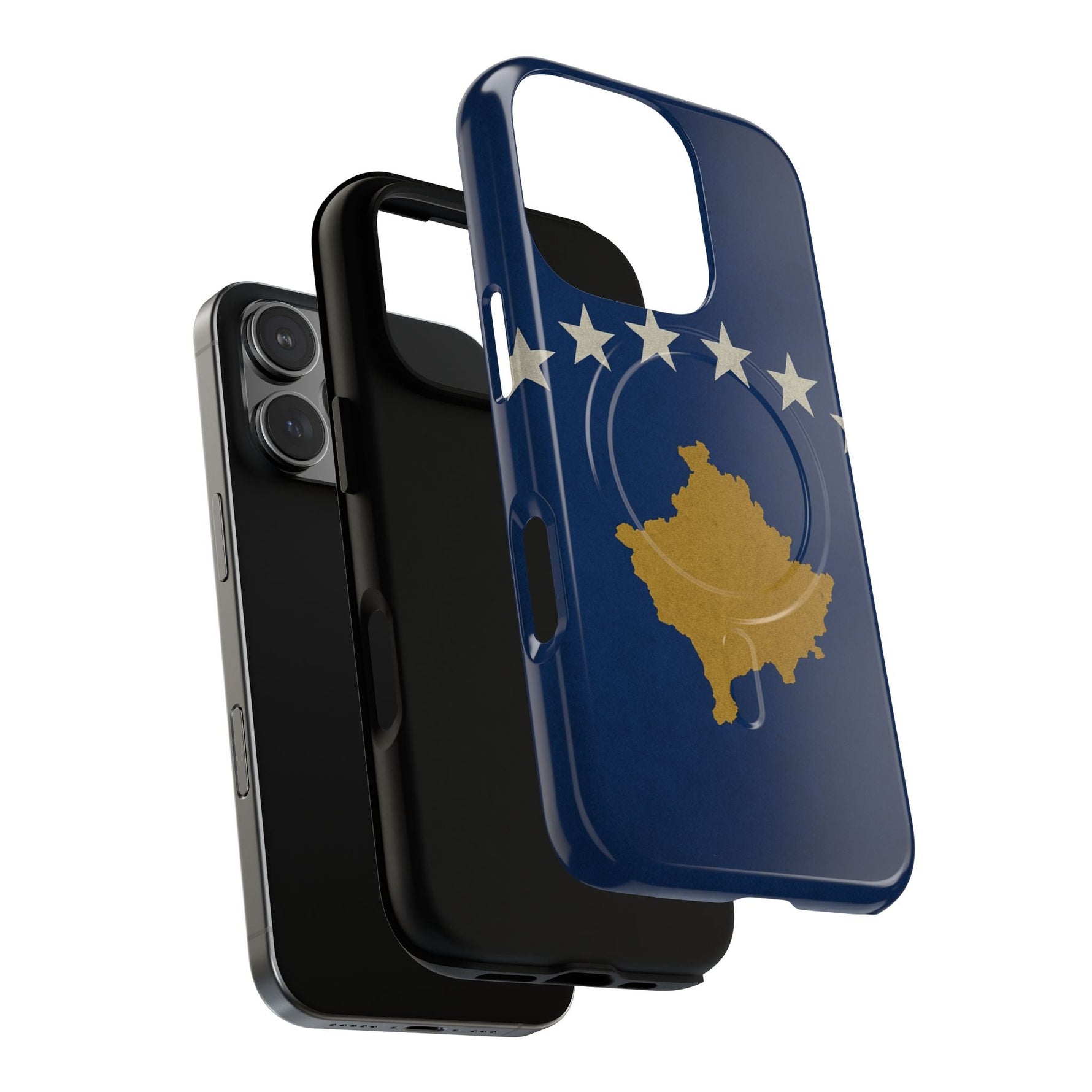 Kosovo Flag Tough iPhone Case — Navy Blue Stars & Gold Map (MagSafe compatible)  Shamo's