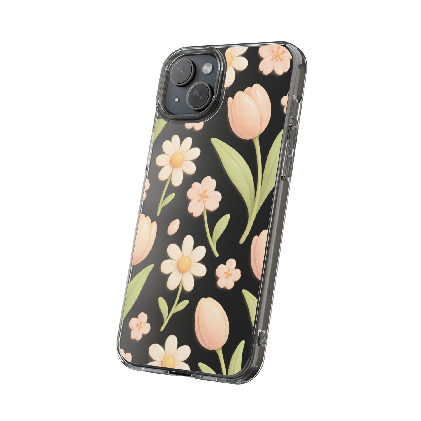 Floral Impact-Resistant Clear iPhone Case