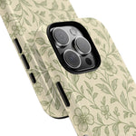 Sage Green Vintage Floral Pattern iPhone Case | MagSafe Compatible - Shamo's