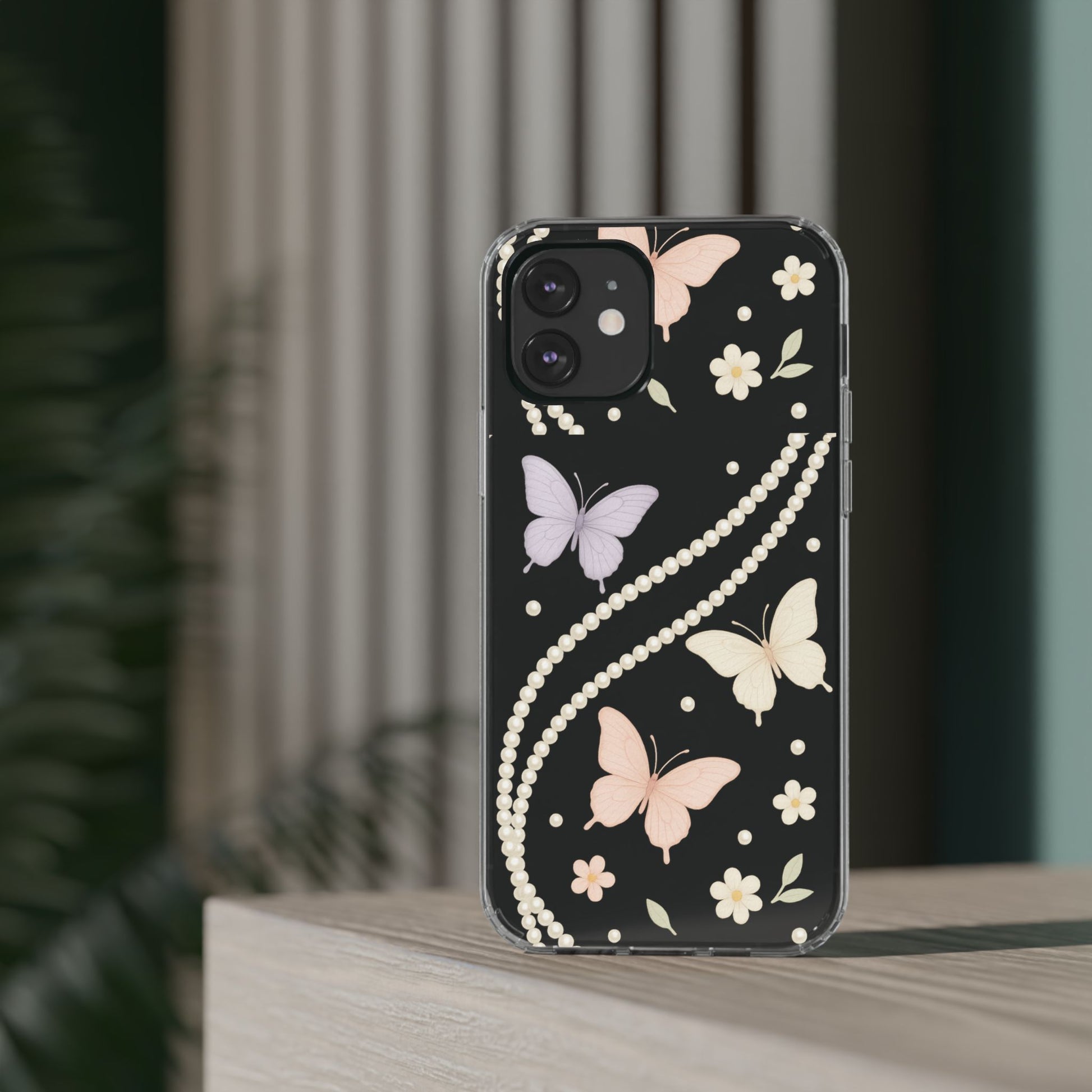 Butterfly Pearl Impact-Resistant Clear iPhone Case - Shamo's