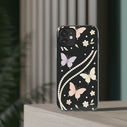 Butterfly Pearl Impact-Resistant Clear iPhone Case - Shamo's