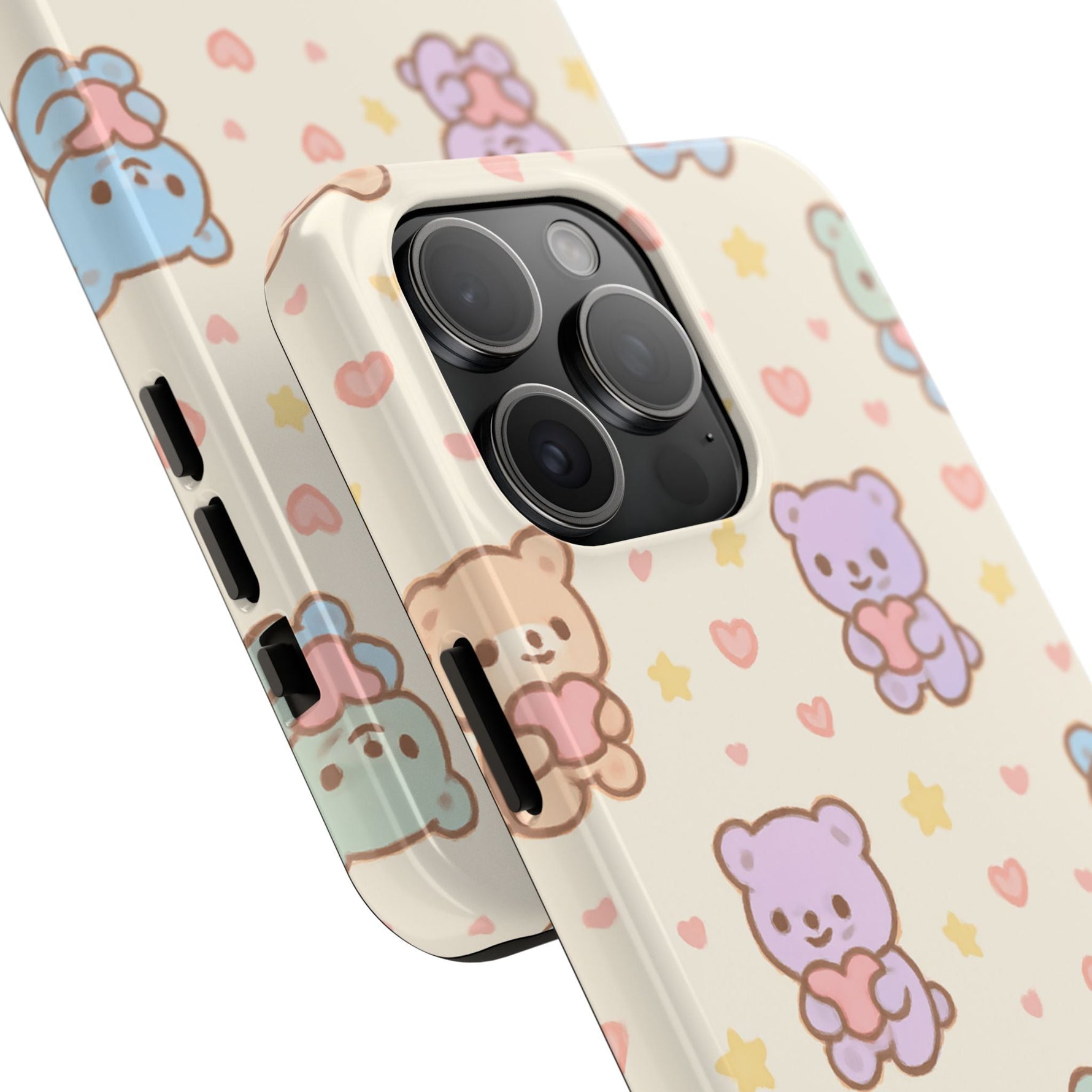 Cute Pastel Bear Impact Phone Case | Heart & Star Kawaii Pattern  Shamo's