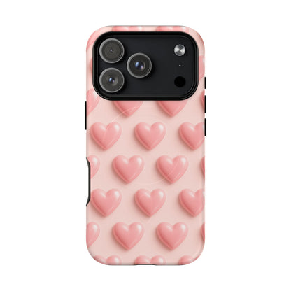 Baby Pink Pearl Hearts 3D iPhone Case | MagSafe