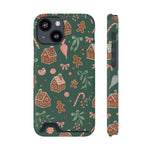 Holiday Gingerbread Phone Case with Card Holder — Festive Green Candy Cane Design  Shamo's iPhone 13 Mini / Glossy / With gift packaging