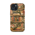 Floral Bookshelf iPhone Case — MagSafe Magnetic, Impact-Resistant