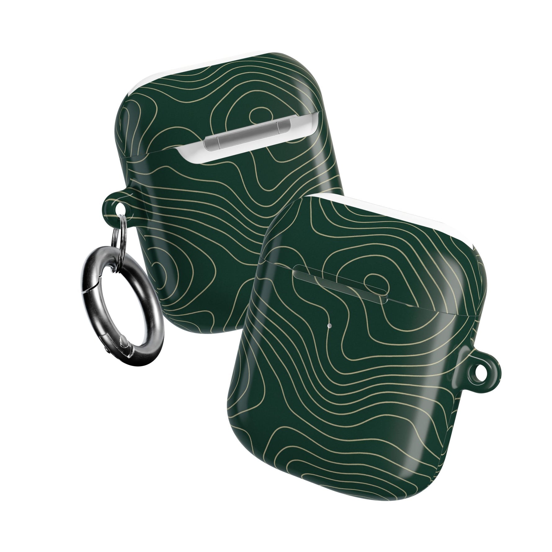 Topographic Green AirPod Case, Minimal Contour Design