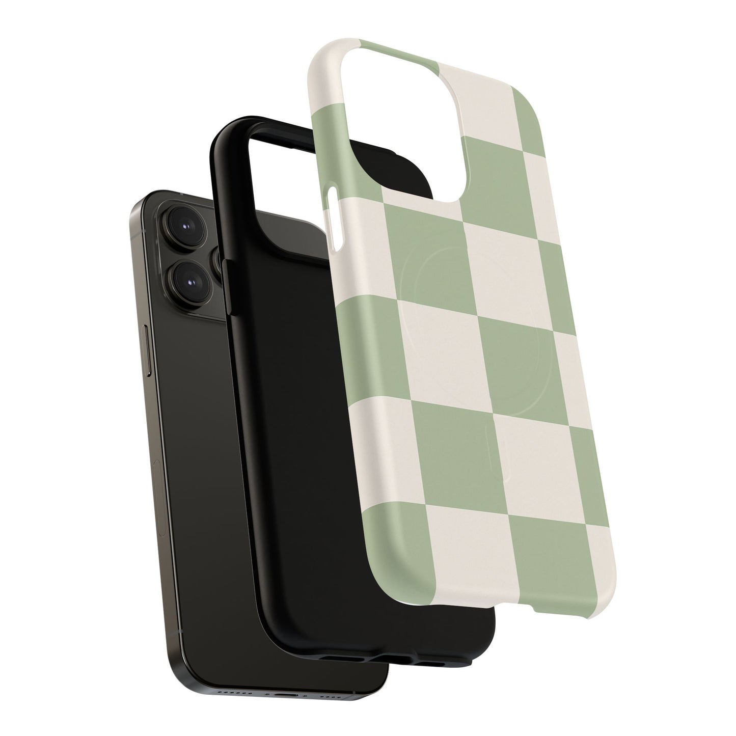 Sage Checkerboard Tough iPhone Case - Compatible with MagSafe