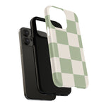 Sage Checkerboard Tough iPhone Case - Compatible with MagSafe - Shamo's