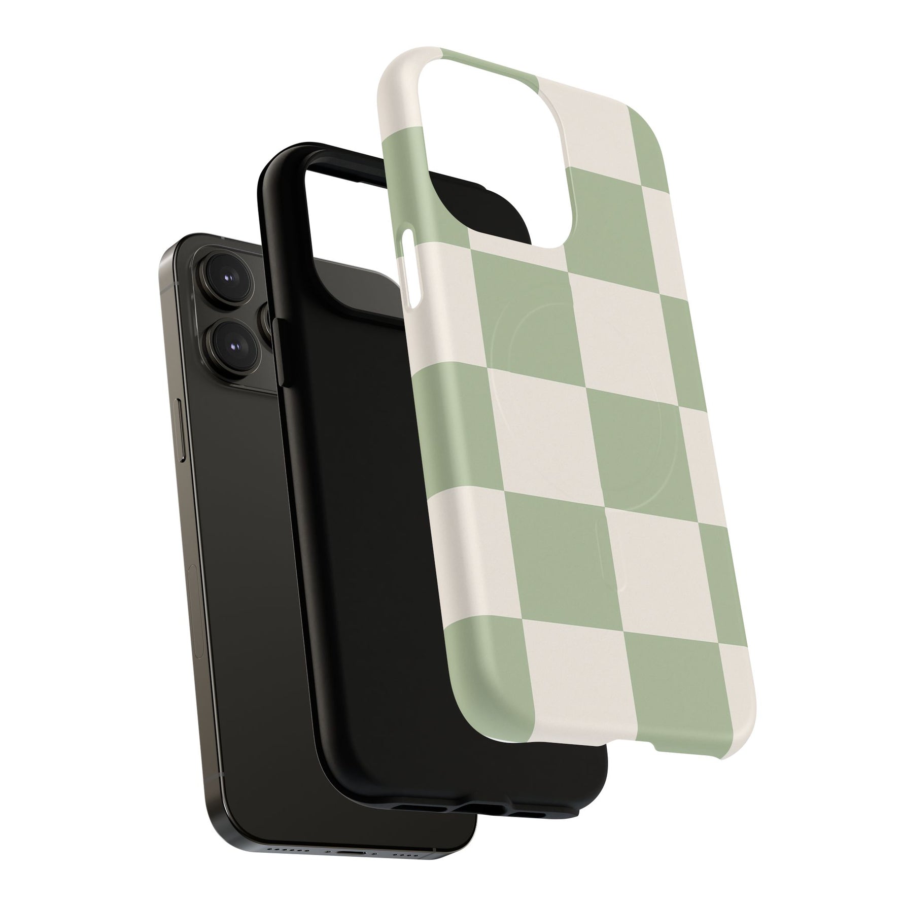 Sage Checkerboard Tough iPhone Case - Compatible with MagSafe - Shamo's