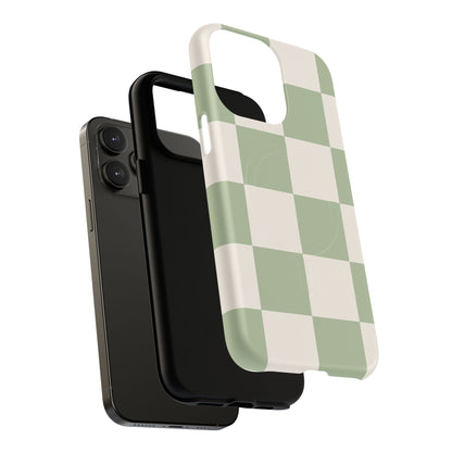 Sage Checkerboard Tough iPhone Case - Compatible with MagSafe