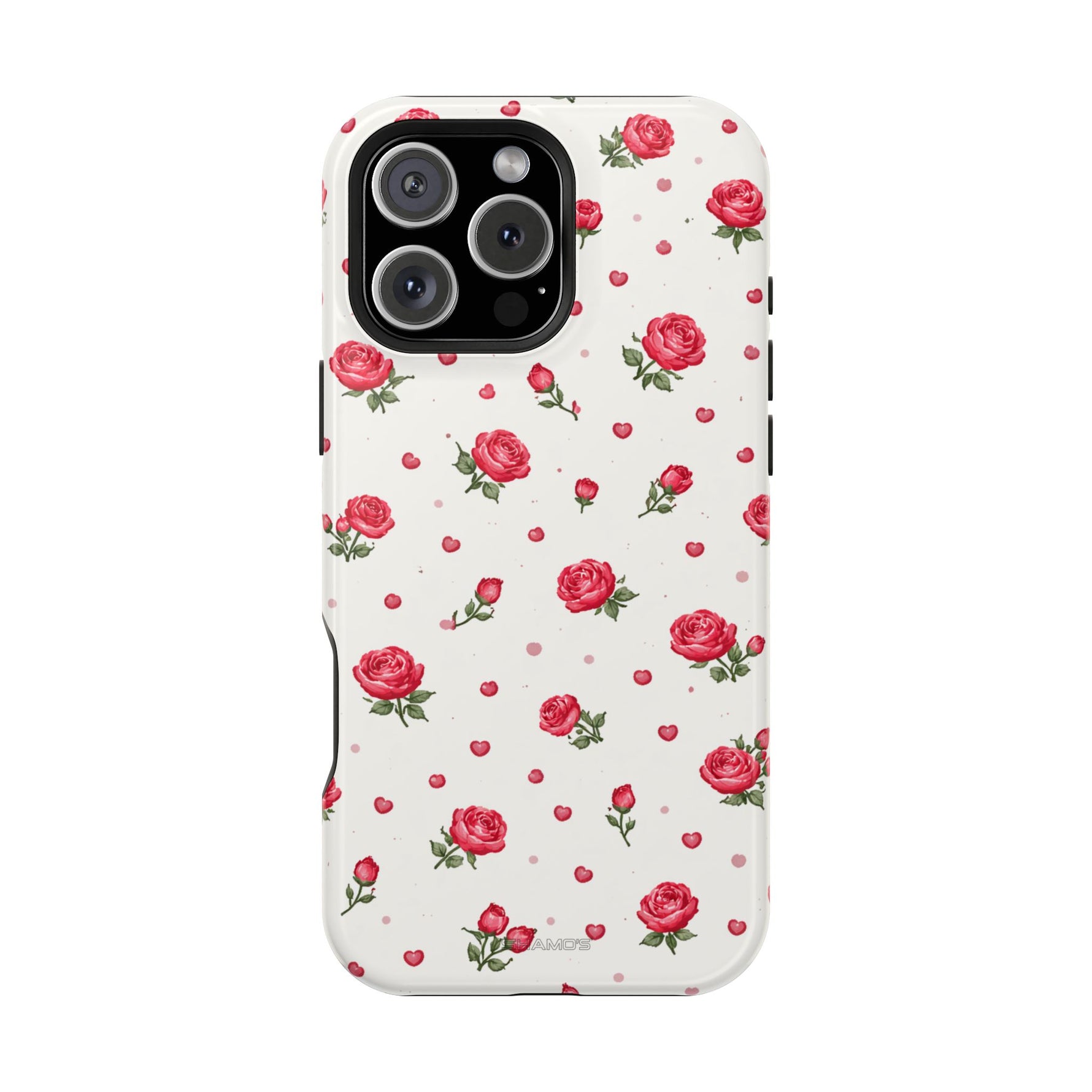 Rose Pattern Impact-Resistant iPhone Case | MagSafe