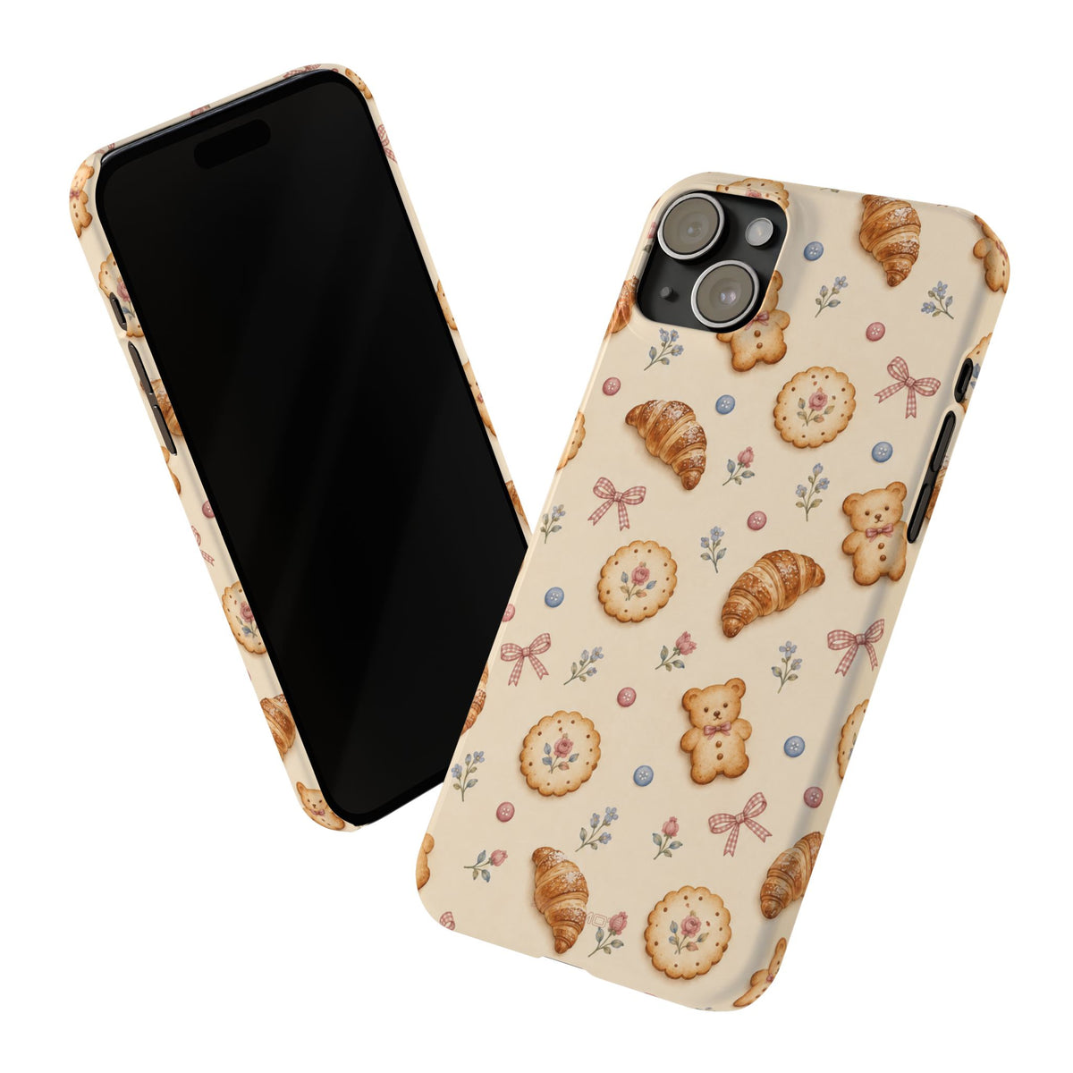 Slanke iPhone-hoes — knus bak- en teddybeerpatroon (recept, hert, knopen)