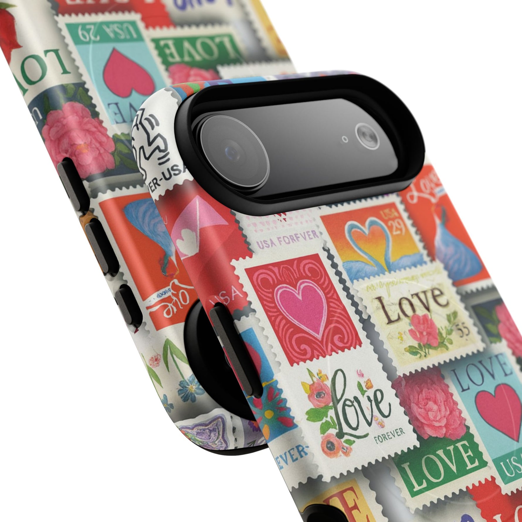Vintage Romantic Love Stamp iPhone Case | Tough Protection + MagSafe