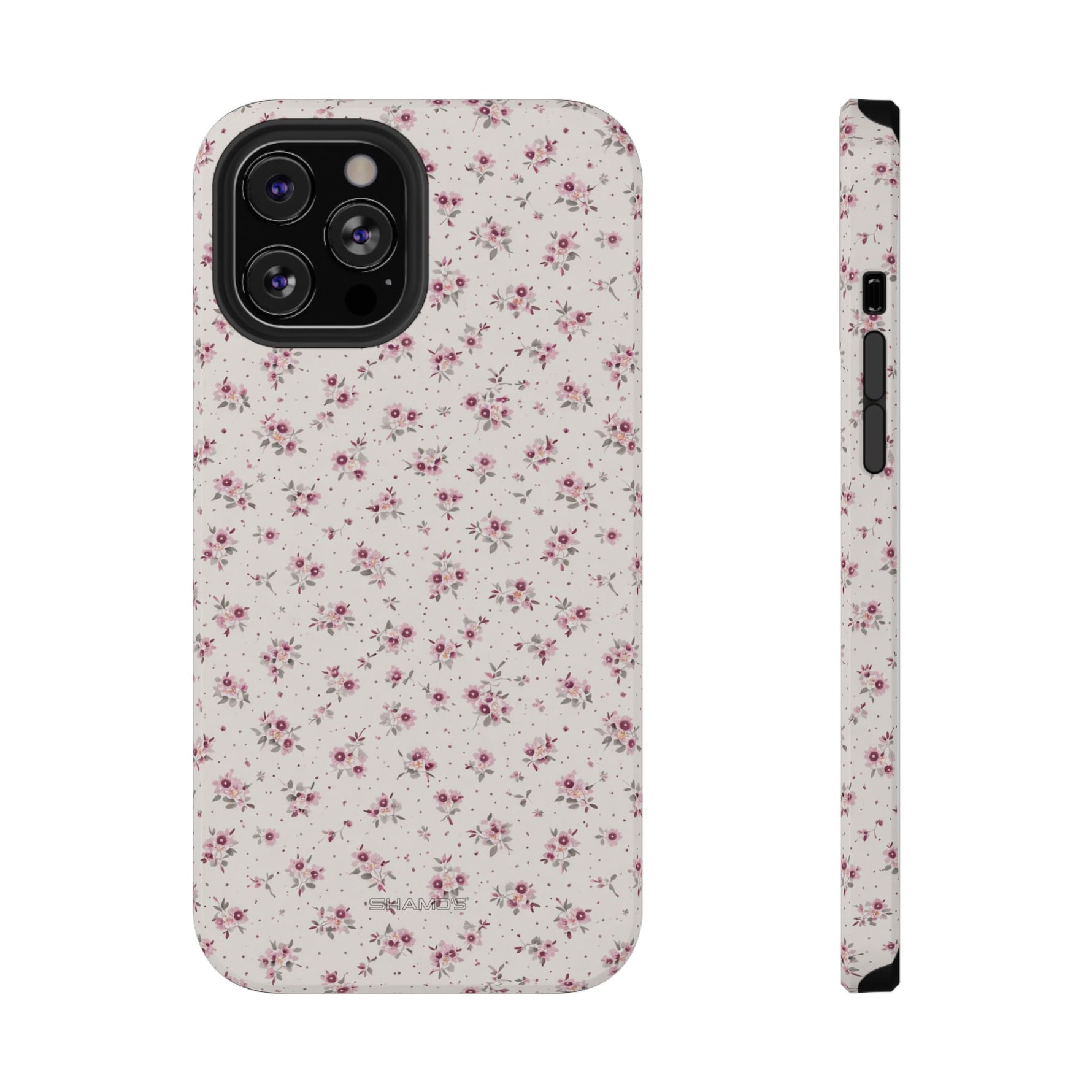Rosebud Floral Tough iPhone Case | Pink Vintage Flower Protective Cover