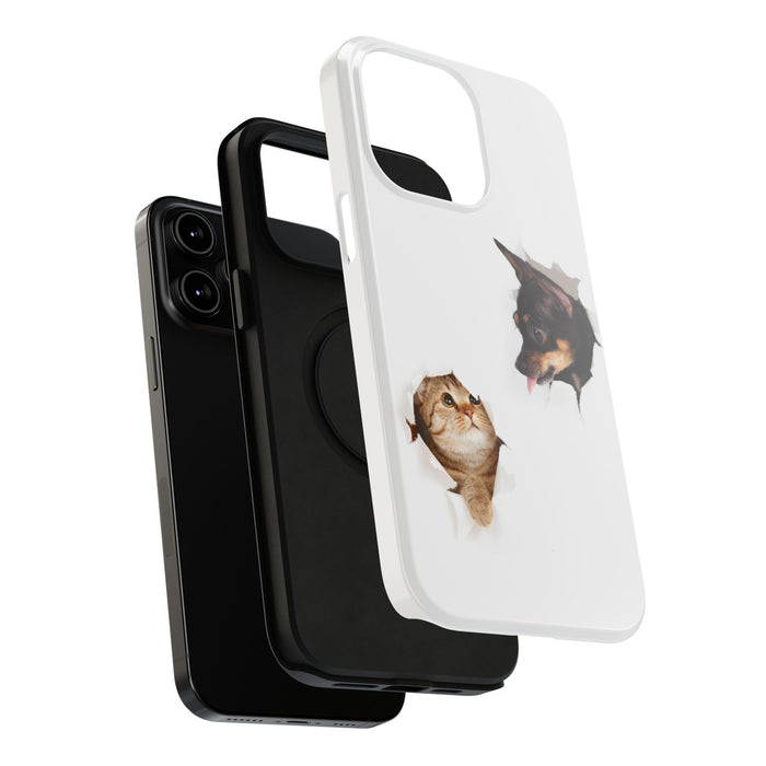 Impact-Resistant Cases with a cat and a dog