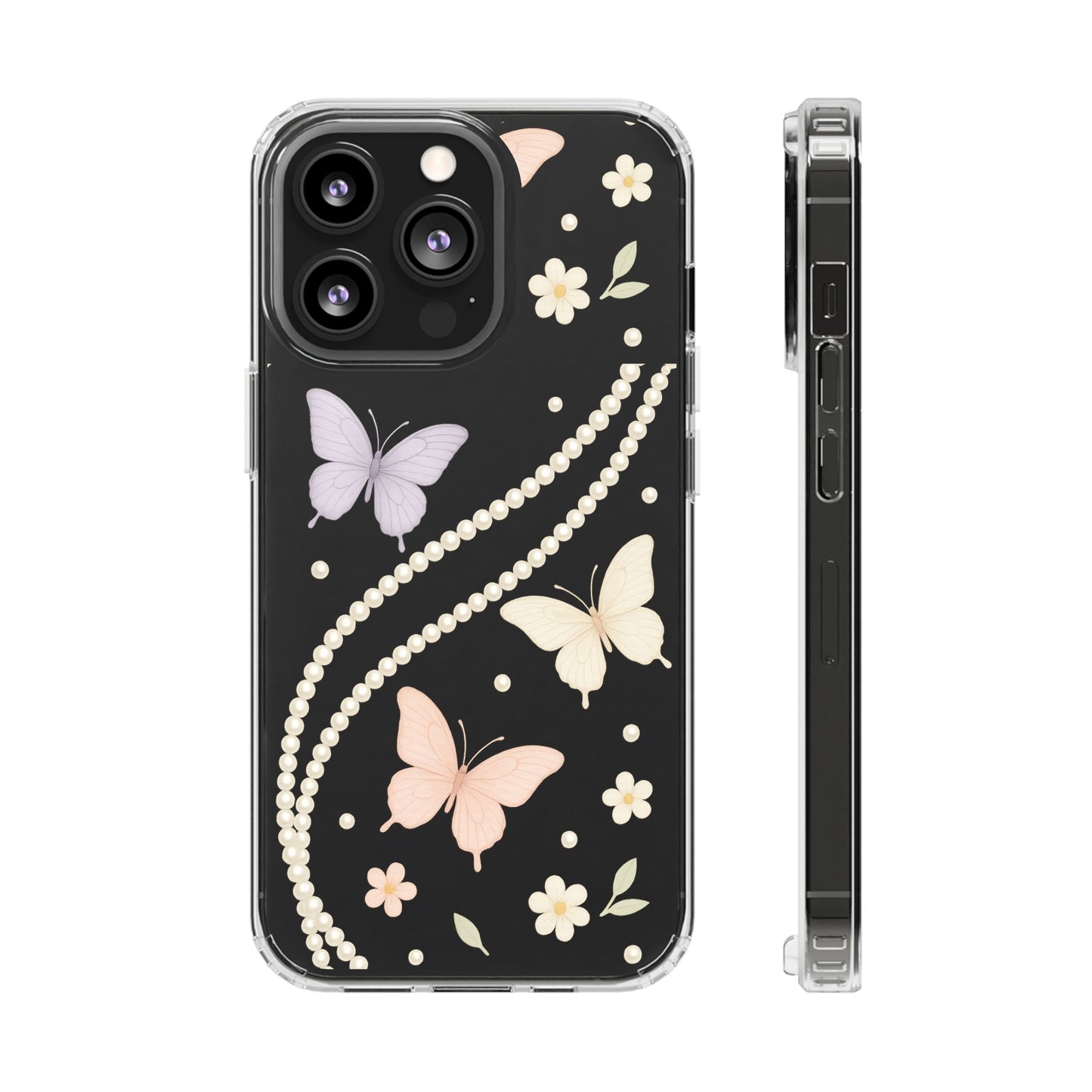 Butterfly Pearl Impact-Resistant Clear iPhone Case - Shamo's