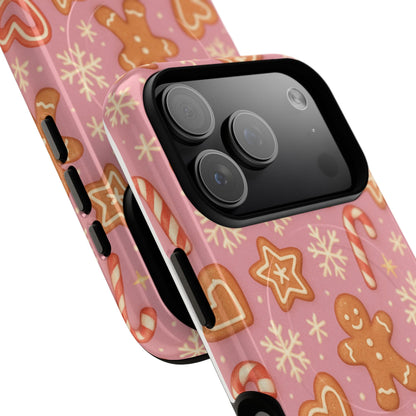 Pink Gingerbread Holiday iPhone Case with MagSafe compatibility