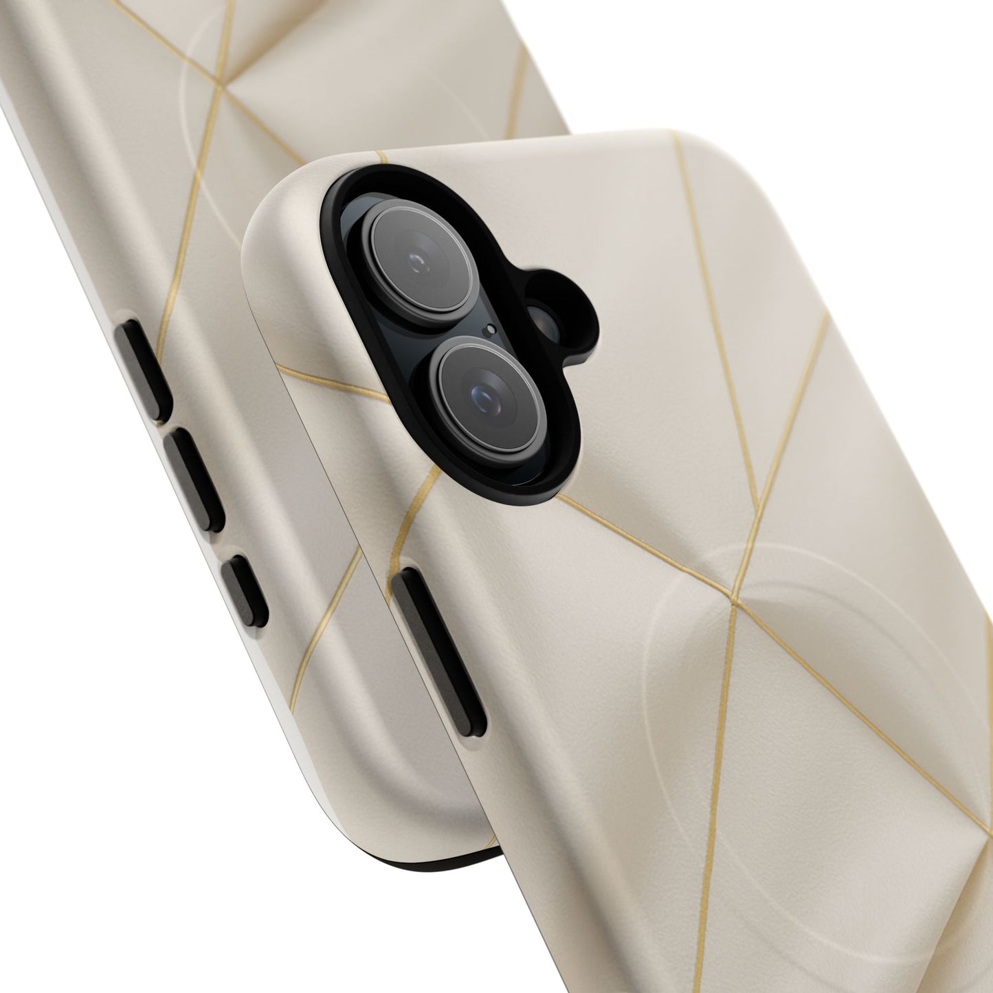 Beige Gold Geometric Luxury Series iPhone Case with MagSafe