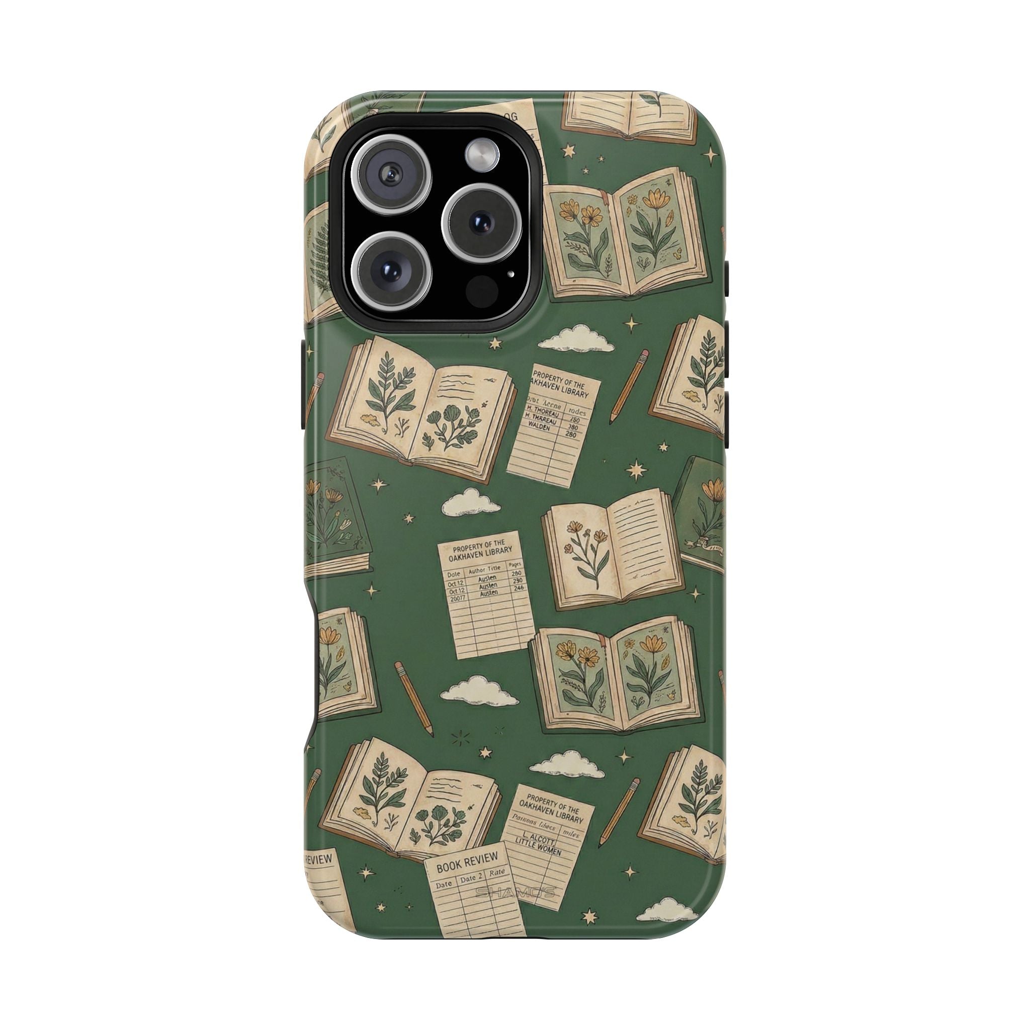 Botanical Journal Pattern iPhone Case | MagSafe Compatible Impact-Resistant Protective Cover - iPhone 16 Pro Max / Glossy - Shamo's