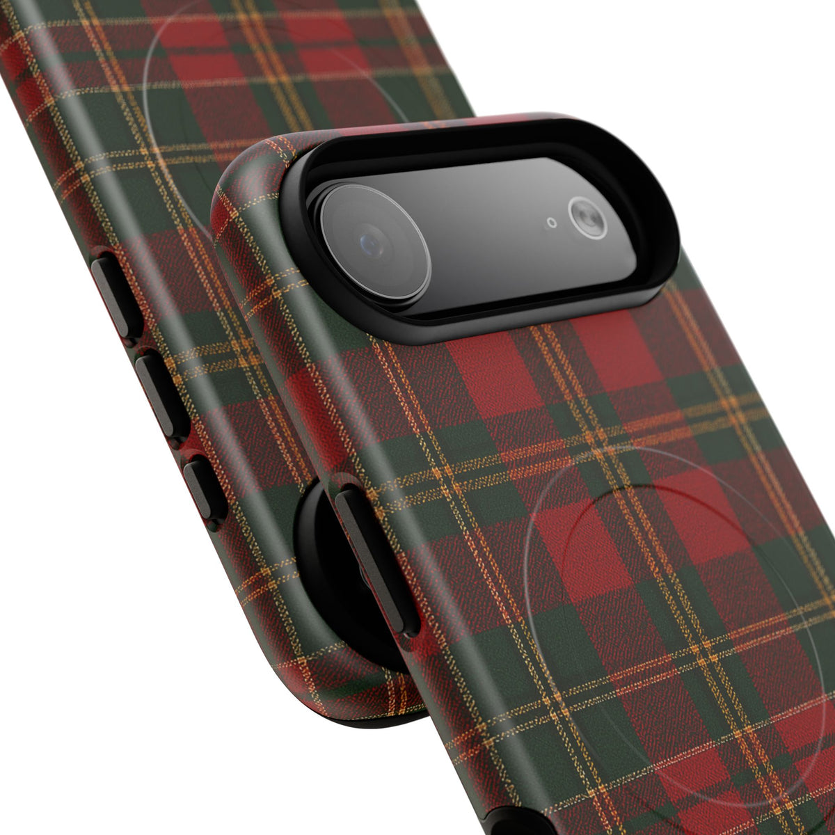 Karierte iPhone-Hülle für die Feiertage – Rot-Grünes Tartanmuster (MagSafe-kompatibel)