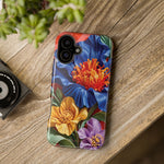Electric Paradise MagSafe Phone Case – Cobalt Floral & Coral Waves | Glossy