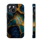 Blue Gold Agate Tough Phone Case Marble Stone Design  Shamo's iPhone 13 Mini