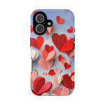3D Paper Hearts Valentine Love iPhone Case with MagSafe Compatibility, Personalizable - iPhone 16 / Matte - Shamo's