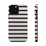Navy & Cream Ribbed Holiday Sweater Design iPhone Case with MagSafe compatibility
