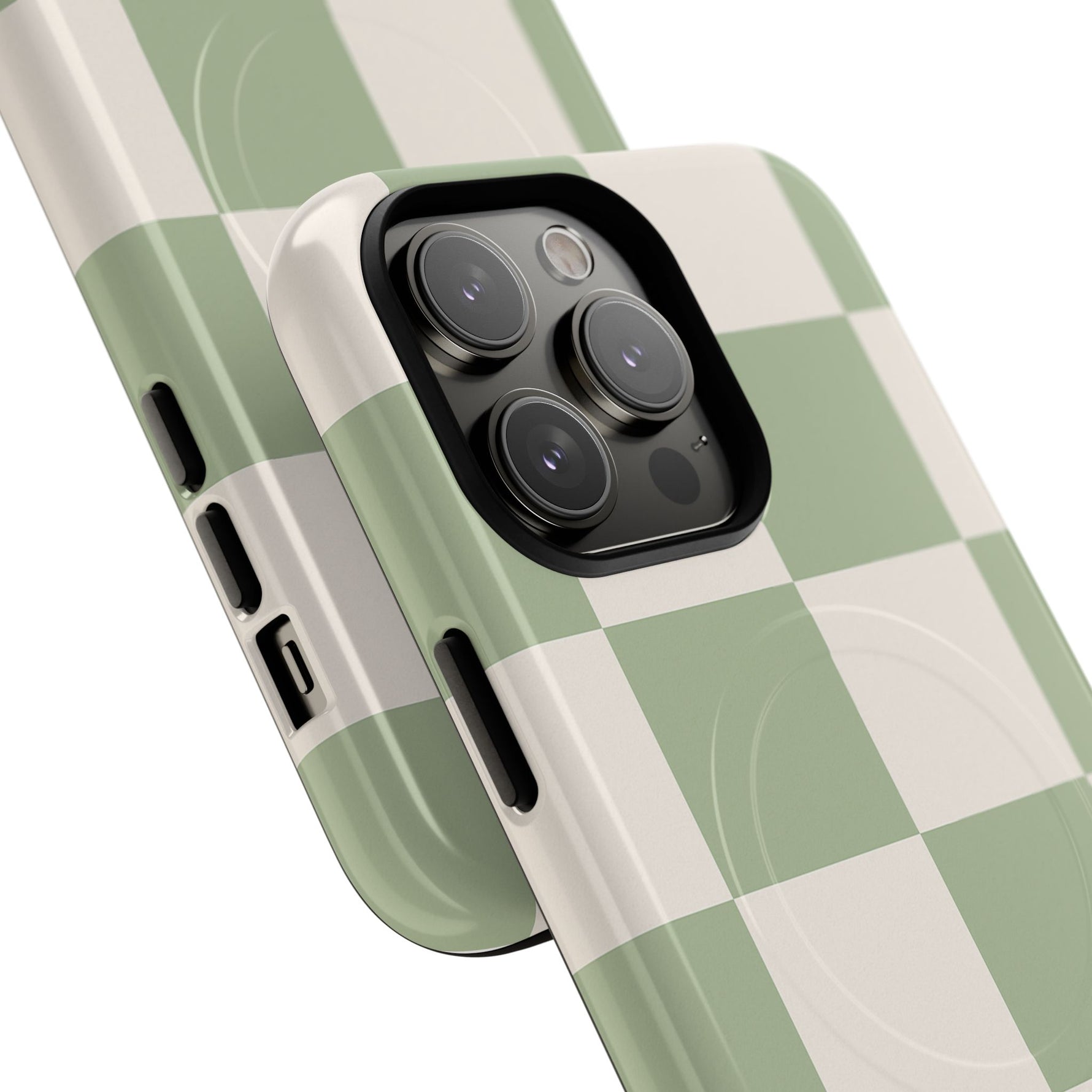 Sage Checkerboard Tough iPhone Case - Compatible with MagSafe - Shamo's