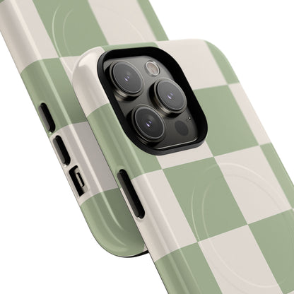 Sage Checkerboard Tough iPhone Case - Compatible with MagSafe