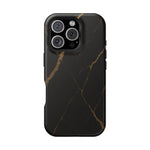 Black & Gold Marble iPhone Case with MagSafe - iPhone 16 Pro / Matte - Shamo's