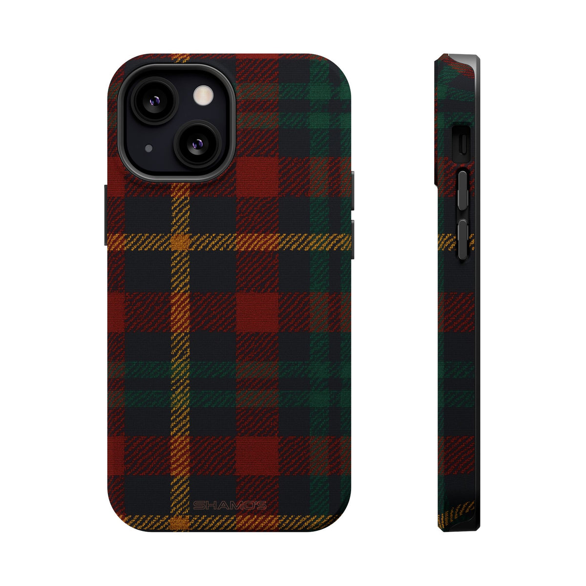 Funda para iPhone resistente a impactos con diseño de cuadros escoceses rojos y verdes con MagSafe