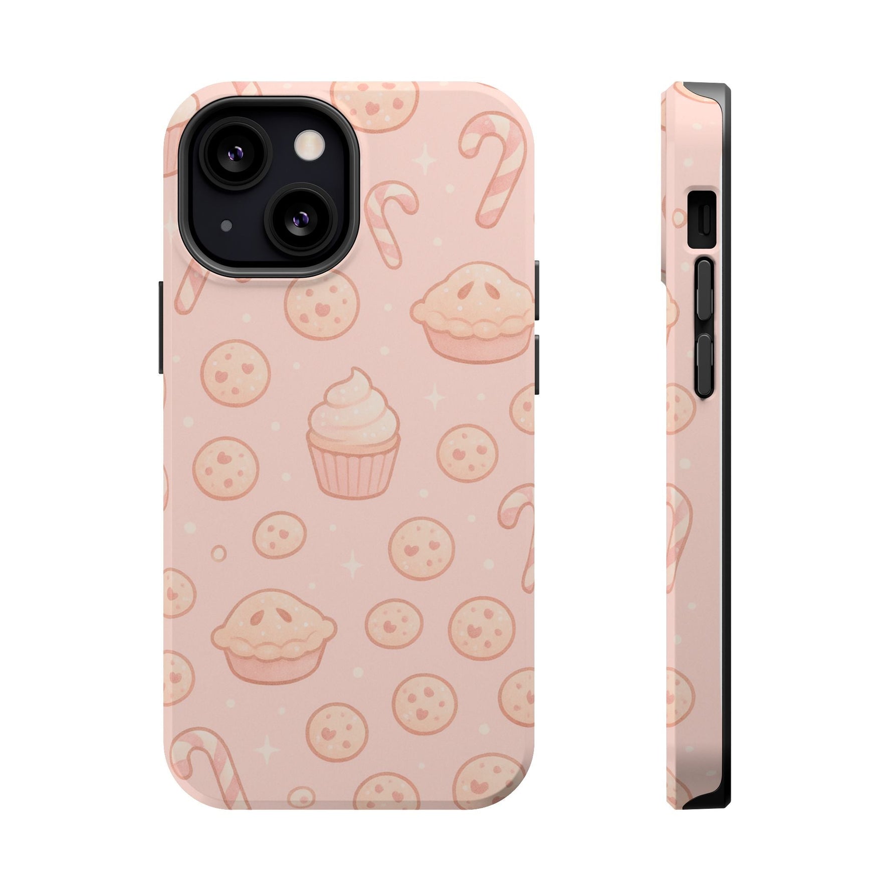 Pink Holiday Sweets Pattern (Cupcake, Pie, Candy Cane) iPhone Case with MagSafe  Shamo's iPhone 13 Mini / Glossy