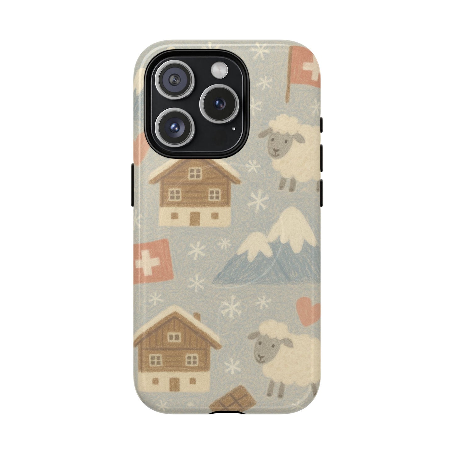 Swiss Chalet Sheep Pattern Tough MagSafe iPhone Case