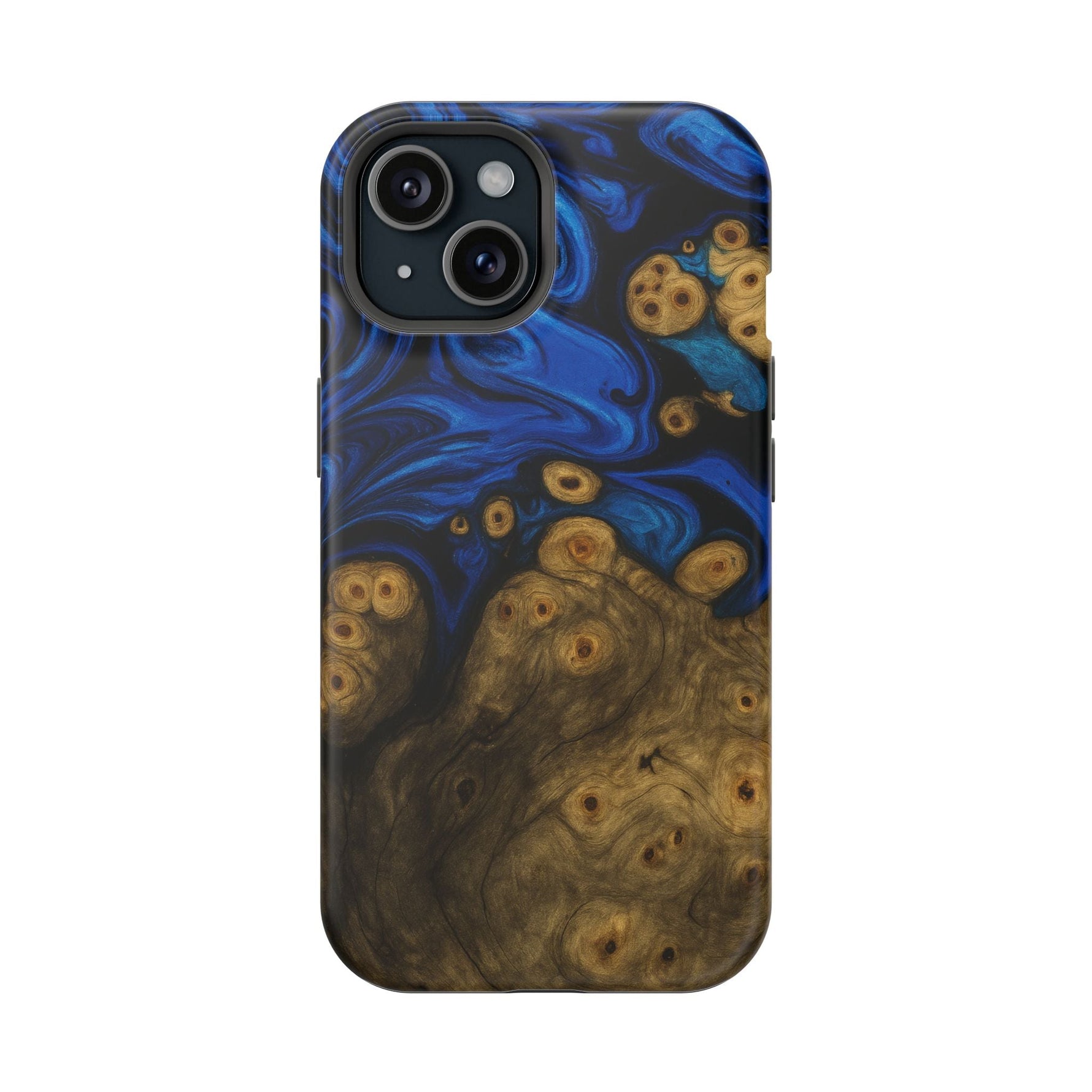 Blue Swirl & Burl Wood Impact iPhone Case | MagSafe compatible  Shamo's iPhone 15 / Matte