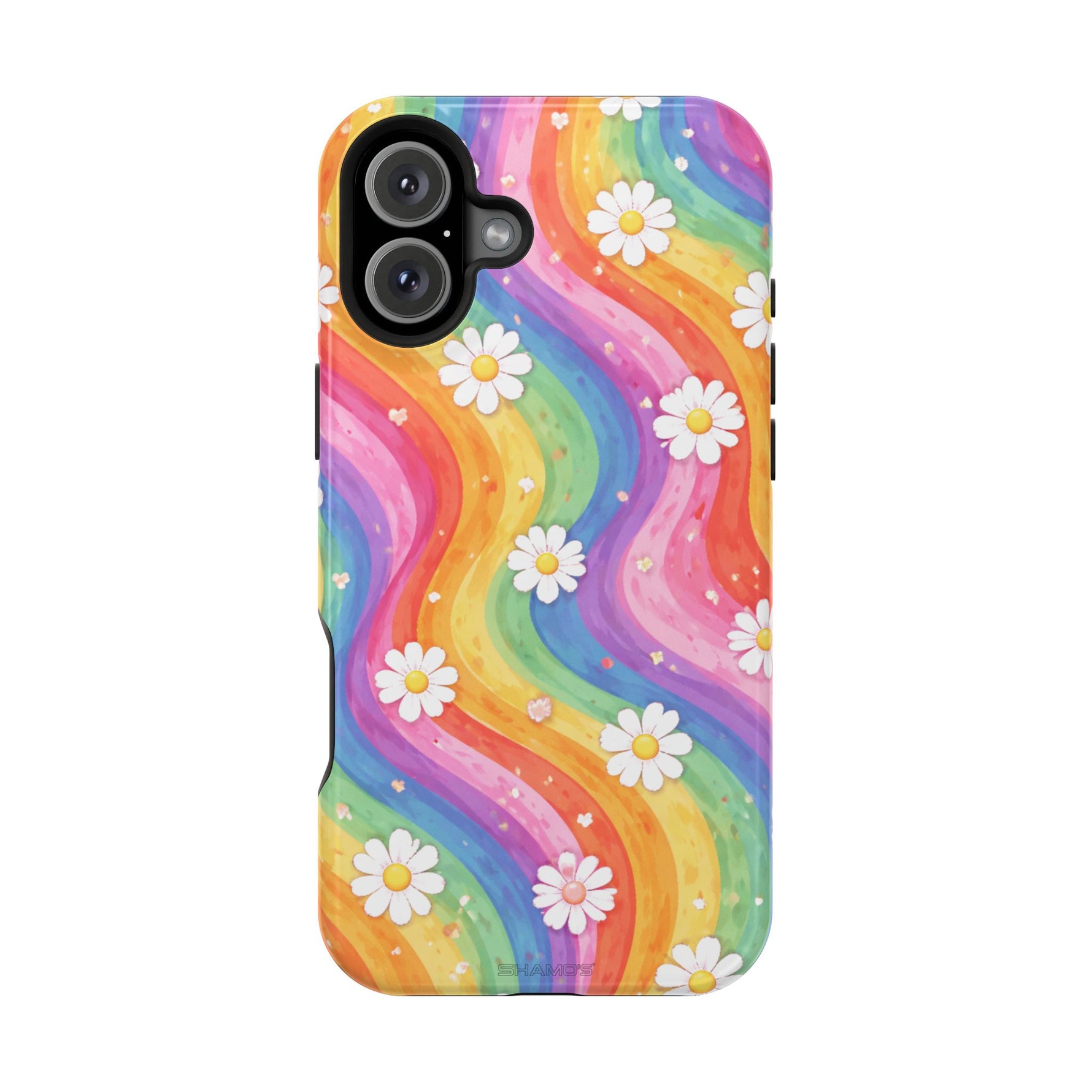 Rainbow Daisy Magnetic Impact-Resistant Phone Case with MagSafe Compatibility - iPhone 16 Plus / Glossy - Shamo's