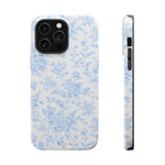 Preppy Look Blue Floral Impact-Resistant Phone Case and MagSafe Compatible