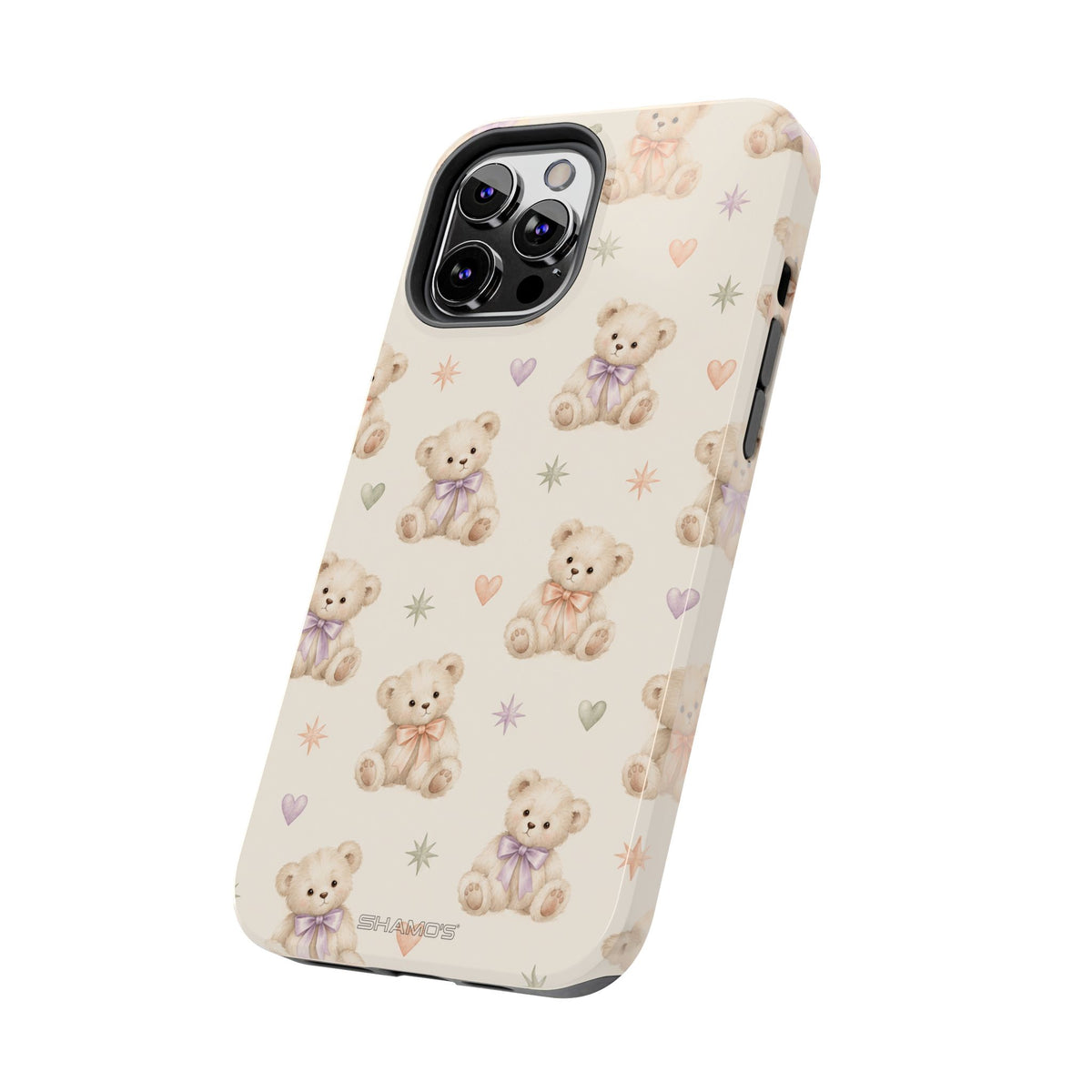 Cute Pastel Bear Impact Phone Case | Heart & Star Kawaii Pattern