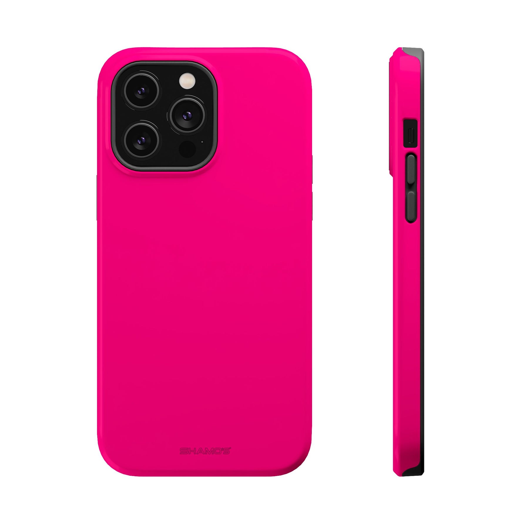 Neon Pink MagSafe Compatible Impact-Resistant Phone Case Hot Pink