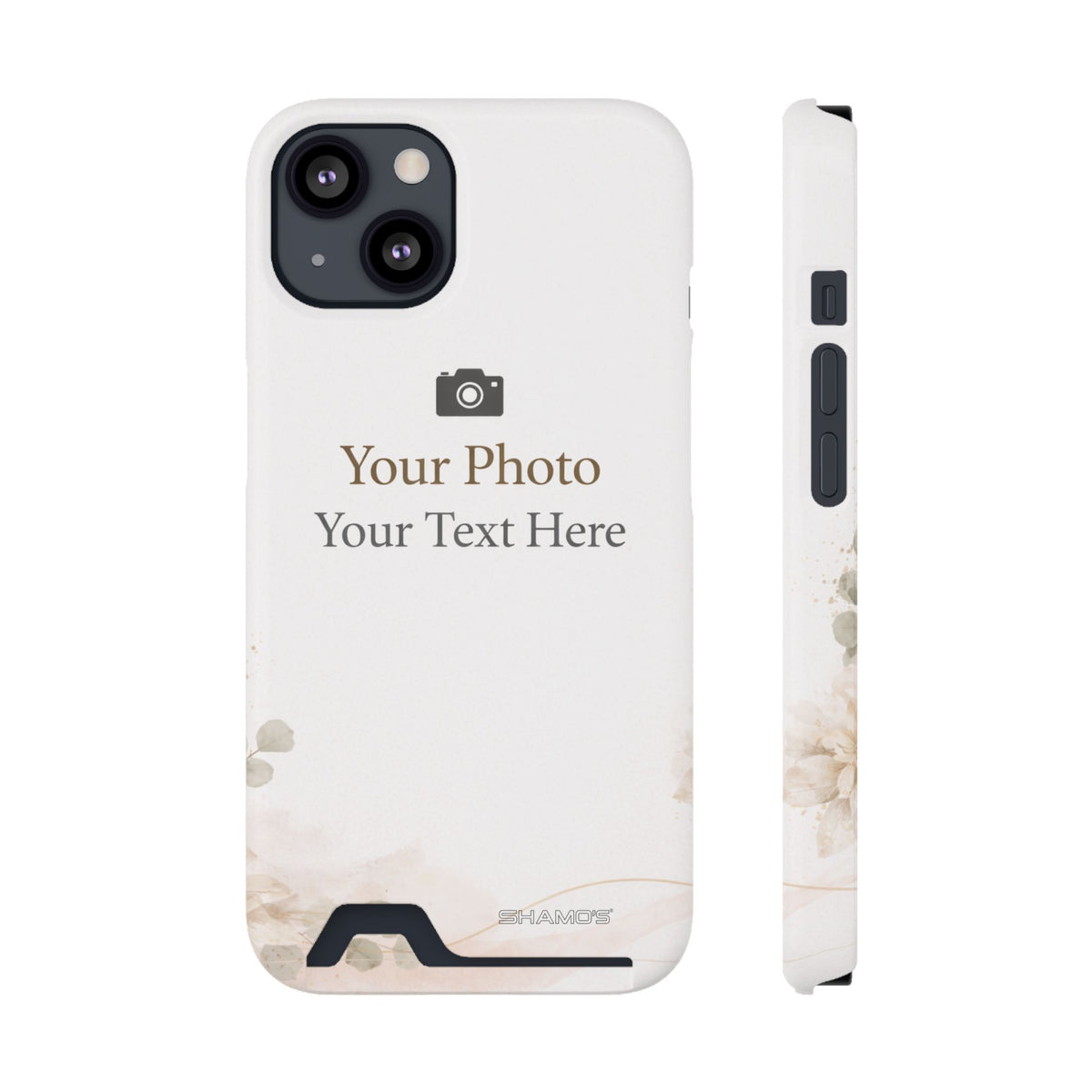 Funda para teléfono personalizable con tarjetero | Añade tu propia foto y texto