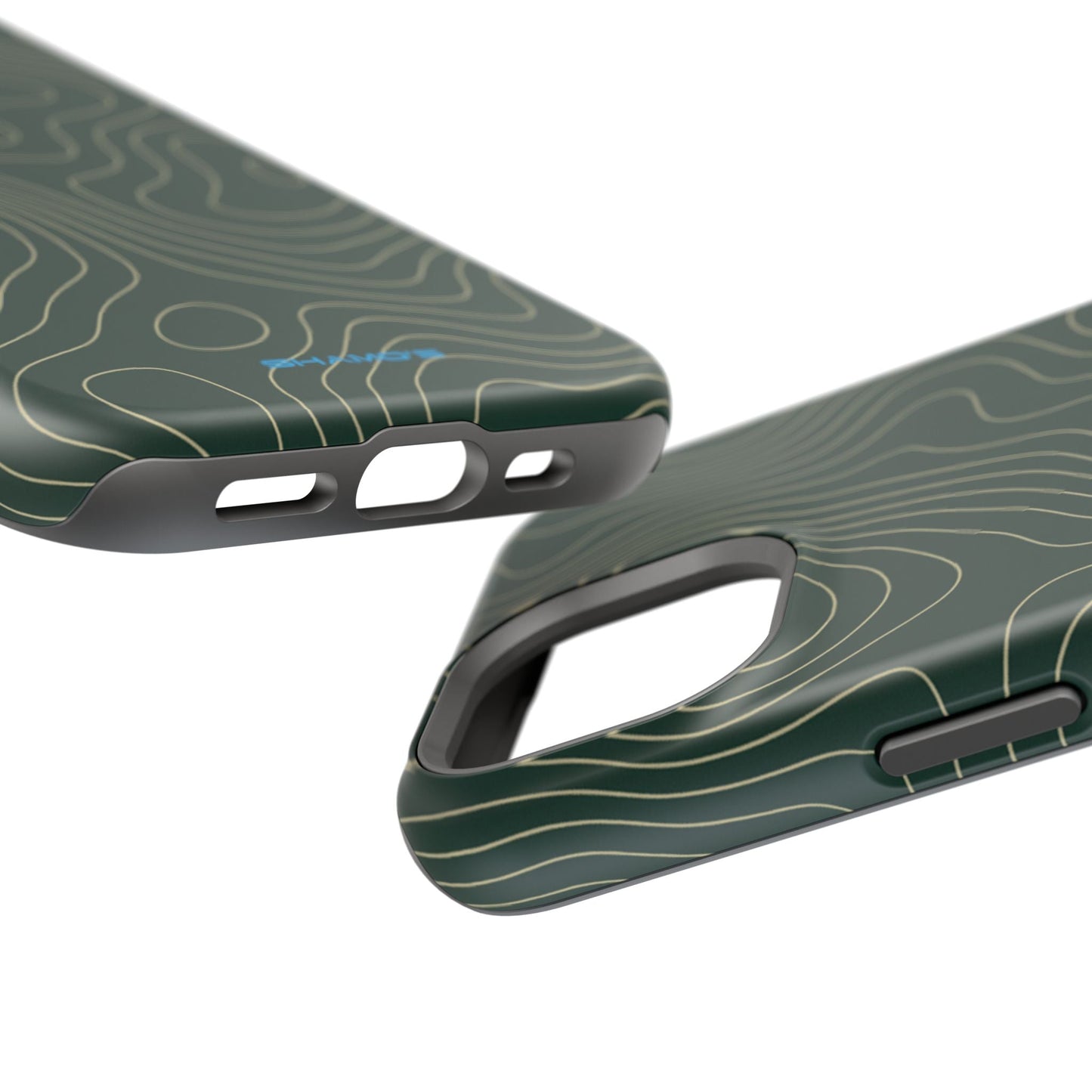 Topographic Green Magnetic Impact-Resistant iPhone Case | MagSafe compatible  Shamo's