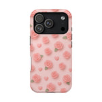 Pink Rose Pattern Impact iPhone Case — Floral Hearts Protective Cover (MagSafe compatible)  Shamo's iPhone 17 Pro / Glossy