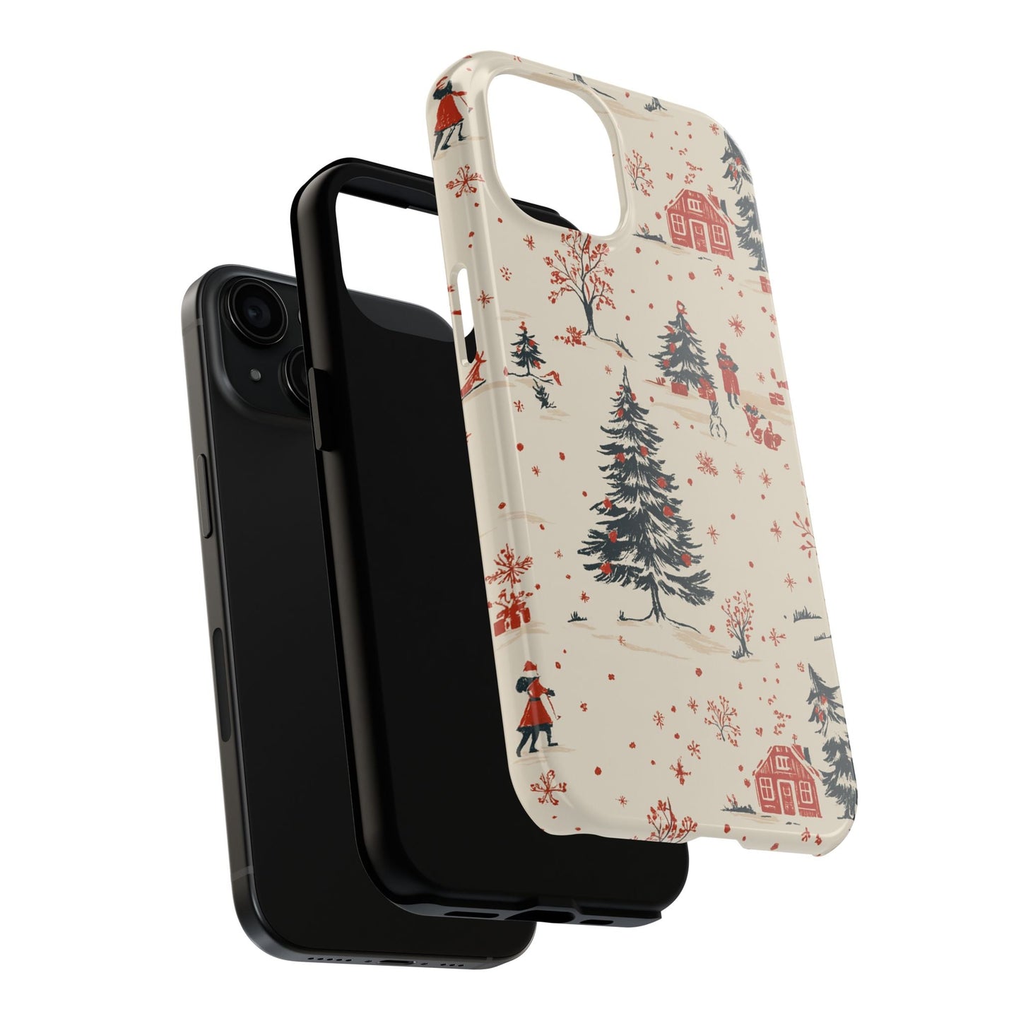 Winter Village Holiday Tough iPhone Case — Vintage Holidays & Snow Scene