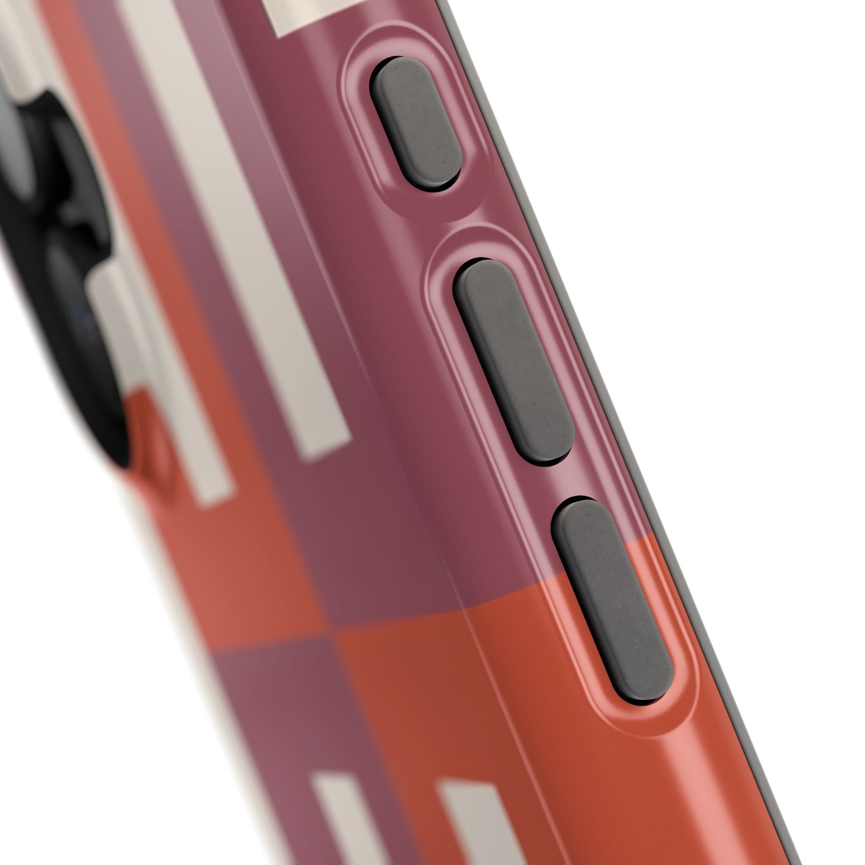 Retro Geometric Magnetic MagSafe Compatible Impact Phone Case — Bold Red & Terracotta Pattern