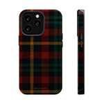 Funda para iPhone resistente a impactos con diseño de cuadros escoceses rojos y verdes con MagSafe