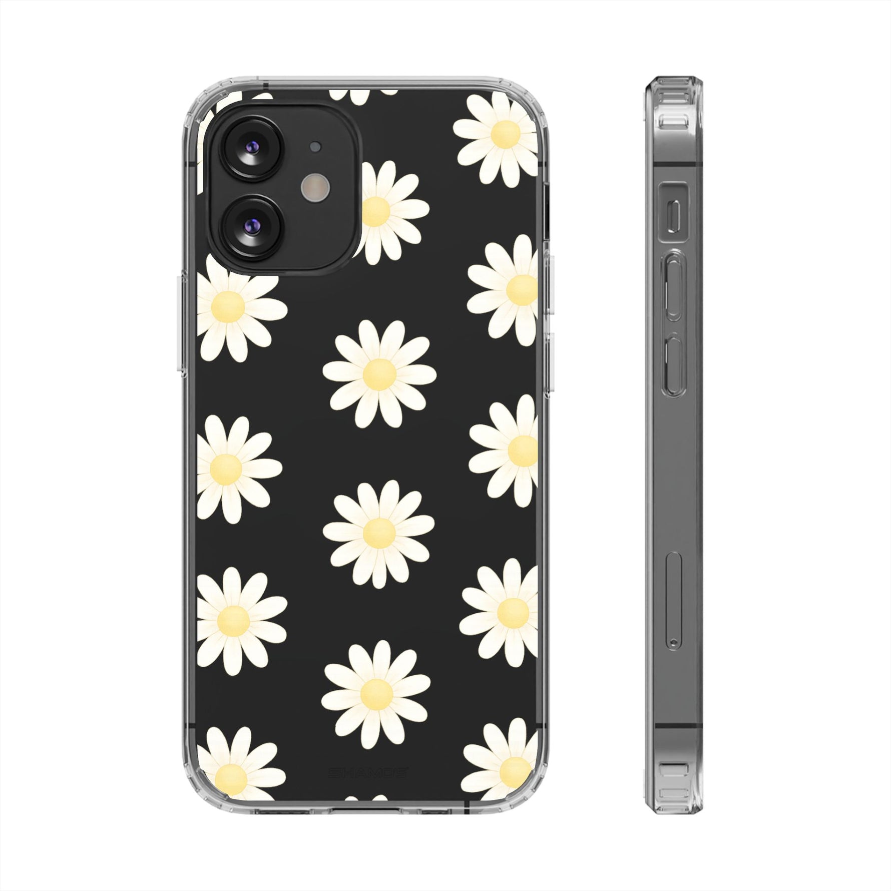 Clear Daisy Floral Phone Case, Impact-Resistant, Anti-Yellowing, Camera & Screen Protection - iPhone 12 Mini / Without gift packaging - Shamo's