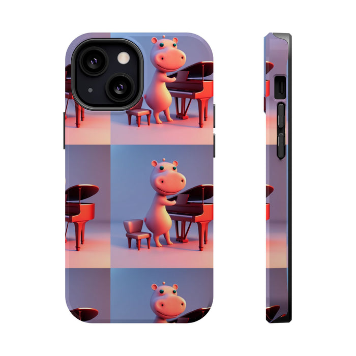 MagSafe Tough Cases with Tiny cute hippo playing a piano