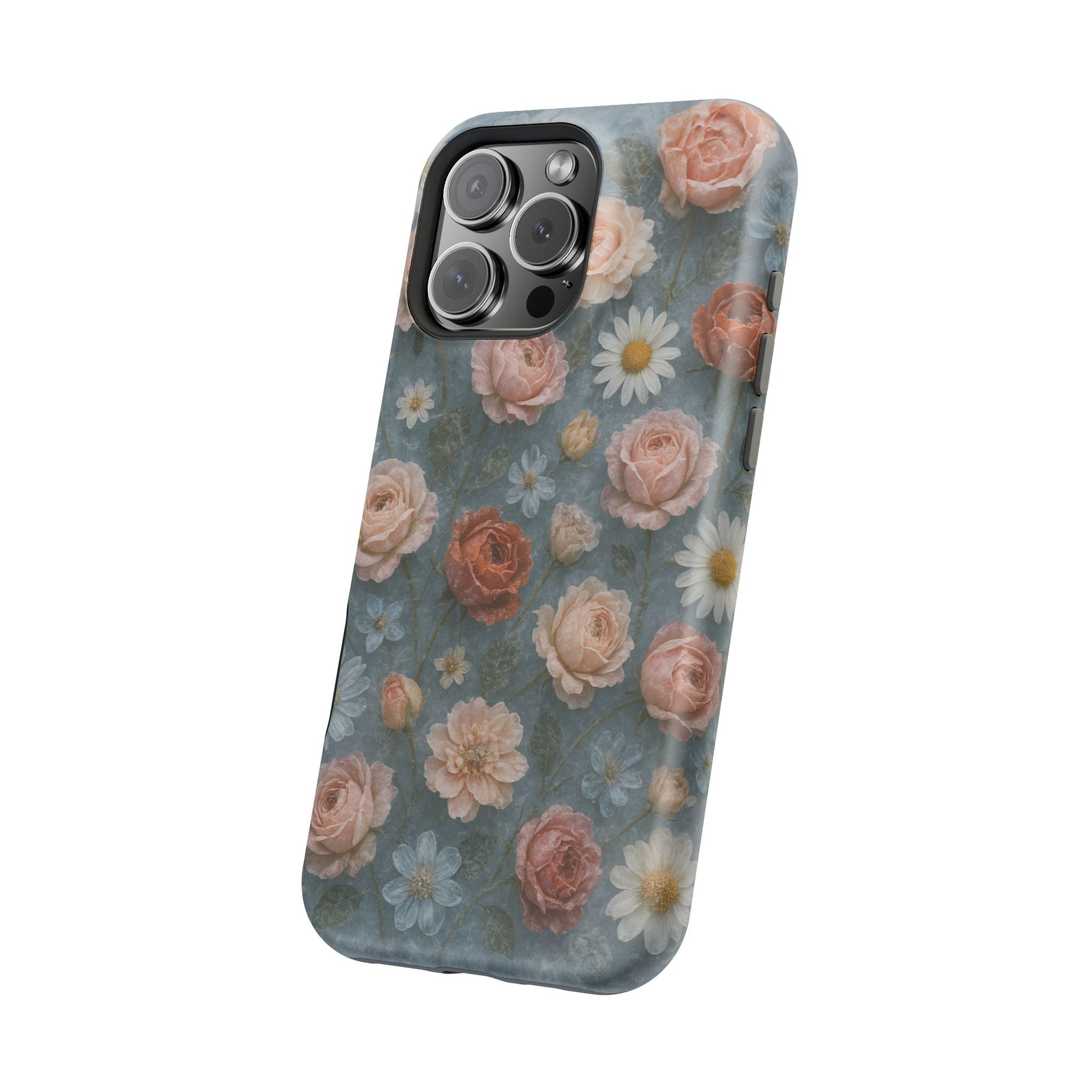 Frozen Floral Vintage Roses & Daisies iPhone Case with MagSafe compatibility  Shamo's