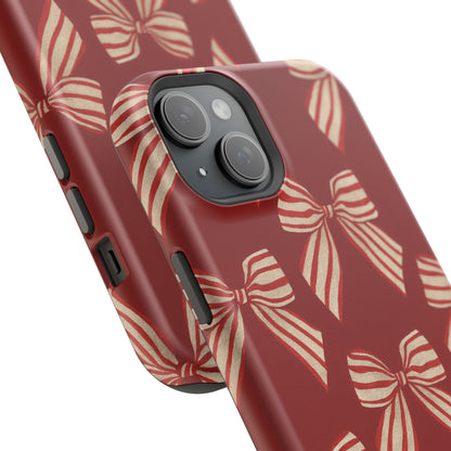 Holiday Red Bow iPhone Case — Impact‑Resistant iPhone Cover with MagSafe compatibility