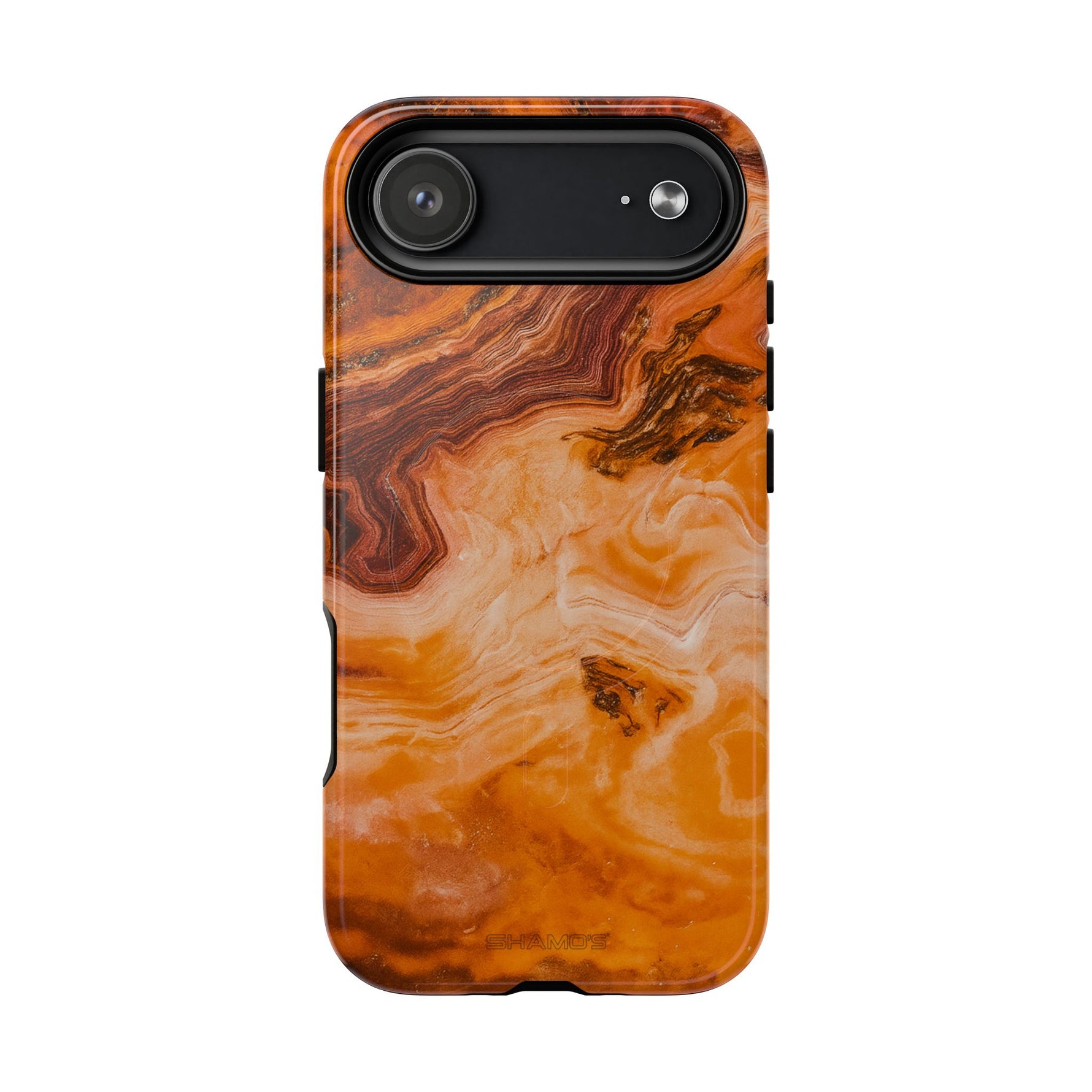 iPhone-Hülle aus bernsteinfarbenem Achatmarmor – kompatibel mit MagSafe